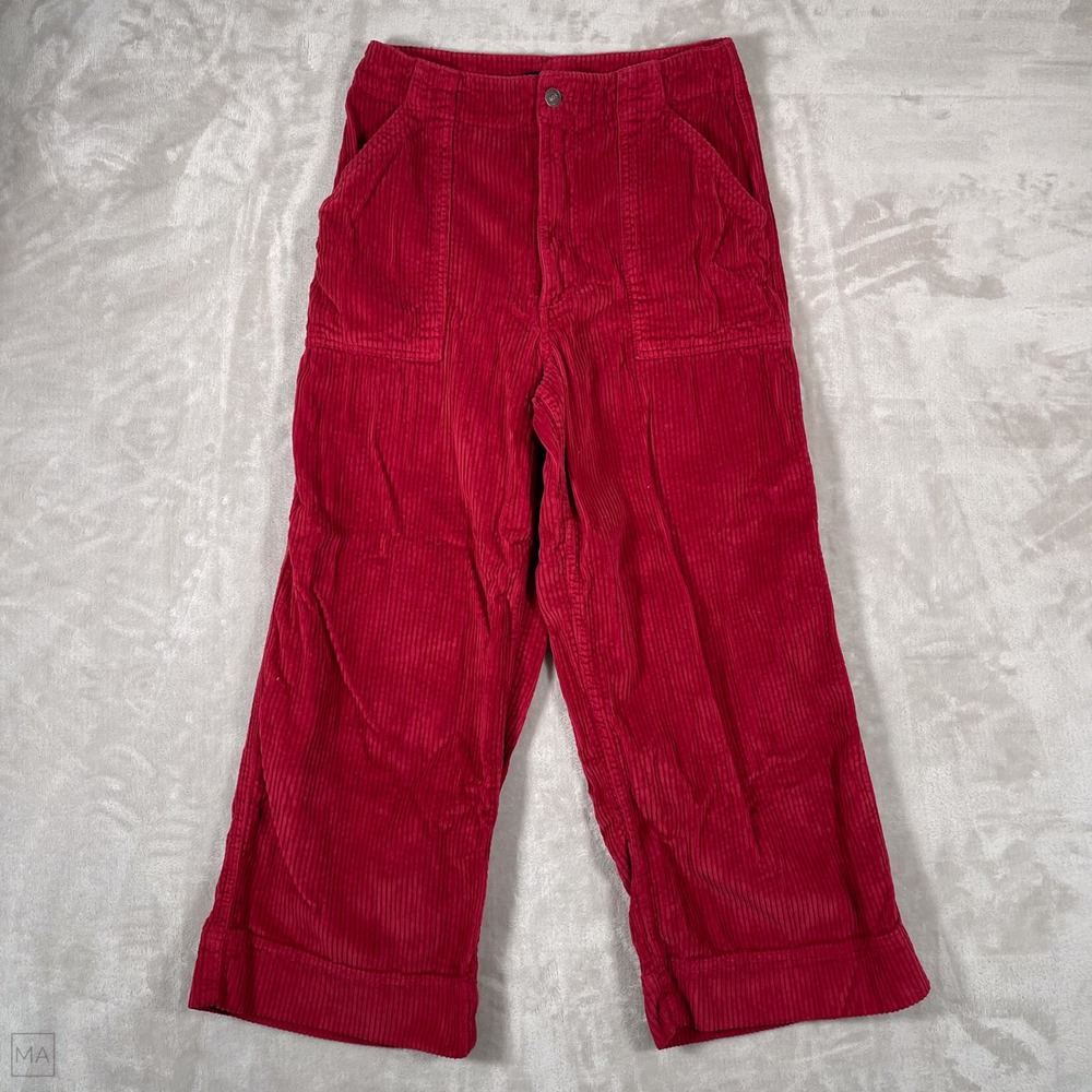 Abercrombie & Fitch Women's Pants Corduroy Wide Leg Holiday Casual S Red